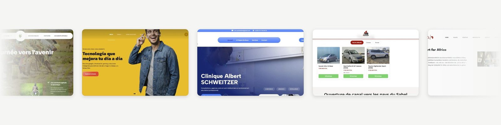 Apercus des sites internet realises par Alan Creative